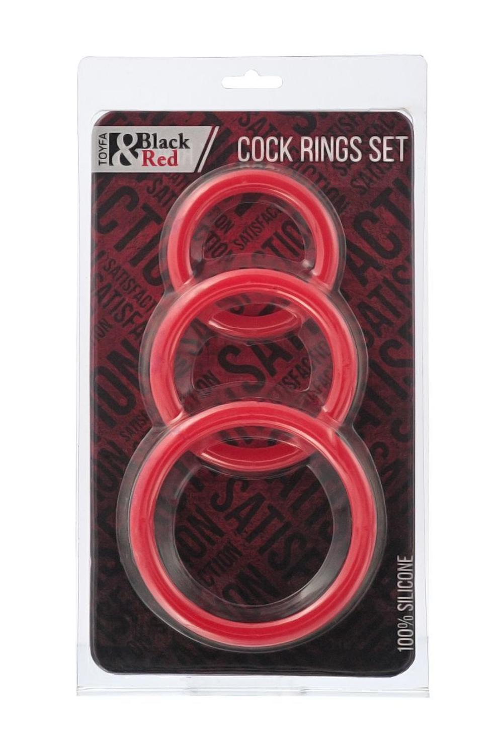 Набор эрекционных колец ToyFa Black&Red, 3 размера, красные