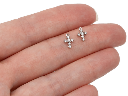 Подвеска Крестик-mini со стразами, 8,5мм