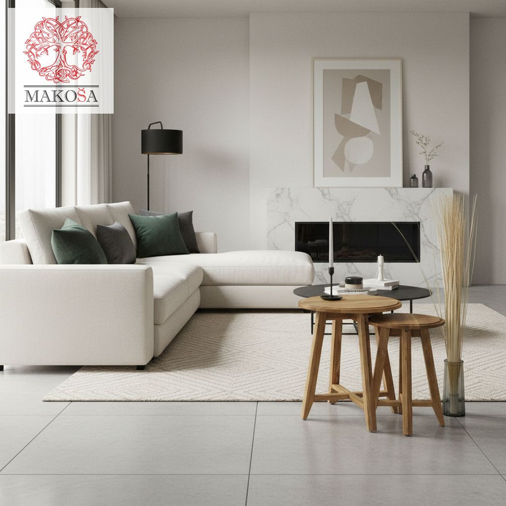 Журнальный столик, 49х49х51, Nord Oak, прикроватный, из массива дуба, круглый, комплект 2 шт, MAKOSA