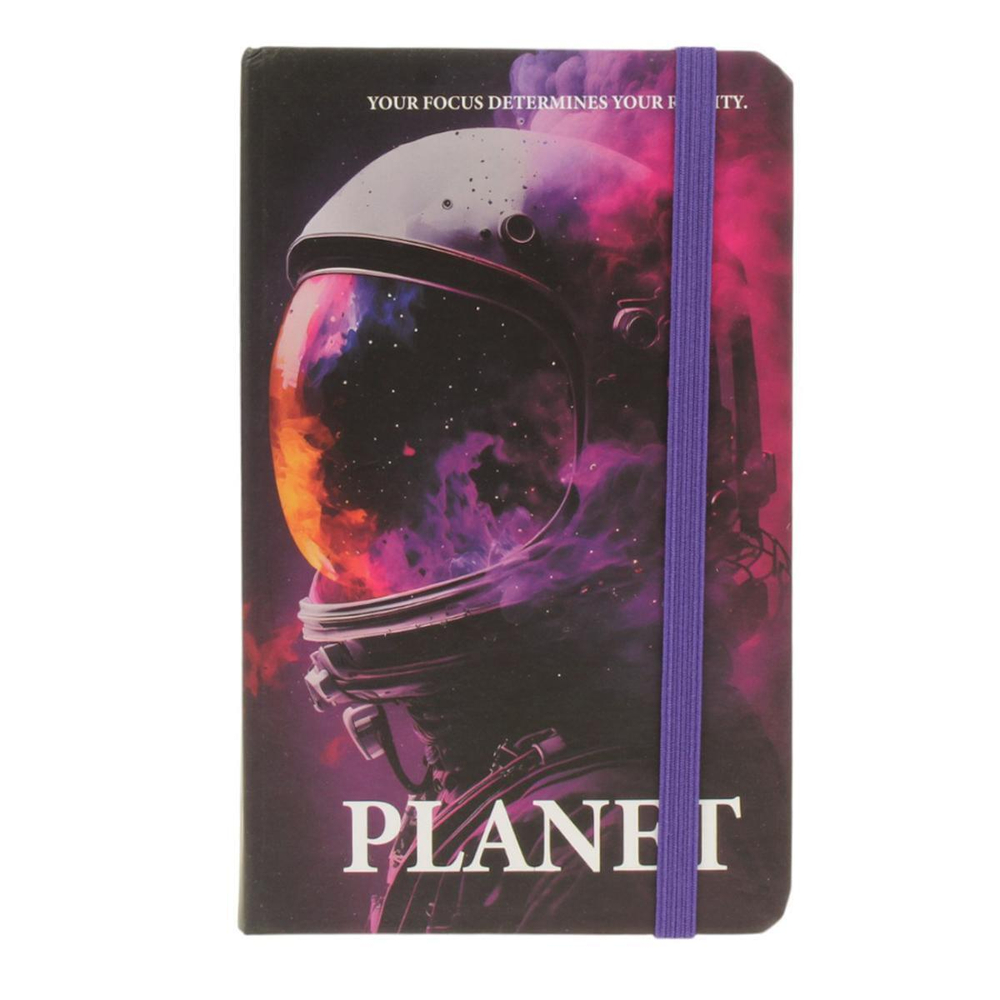 Записная книжка "Космос" А6 80 л, линия, на резинке твердый переплет,14*8,8см, 4 дизайна микс , С-30