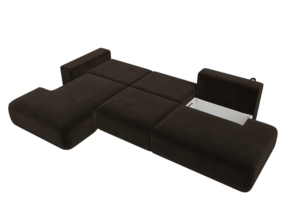 Диван угловой Лига-036 НПБ Модерн Лонг левый угол МИКРОВЕЛЬВЕТ Коричневый