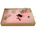 Планшет для рисования песком из массива дерева с цветной подсветкой, набором инструментов, песком и крышкой