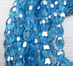 БО007ДС68 Хрустальные бусины-овалы, цвет: ярко-голубой AB прозрачный, размер 6х8 мм, кол-во: 25 шт.