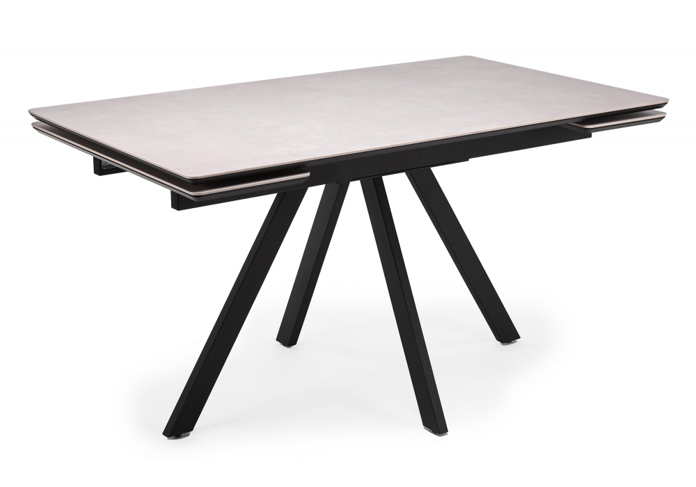 Керамический стол Woodville Вилли 140(200)х80 carmen light grey, черный, ножки черные