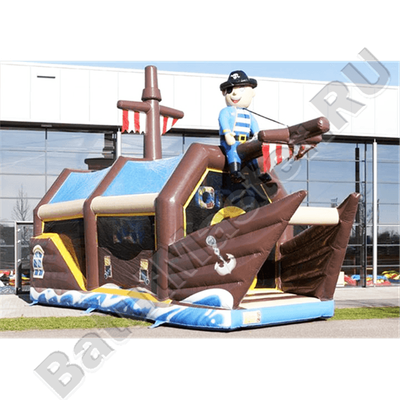 Большой батут-горка "Пиратский корабль 2" с пушками
