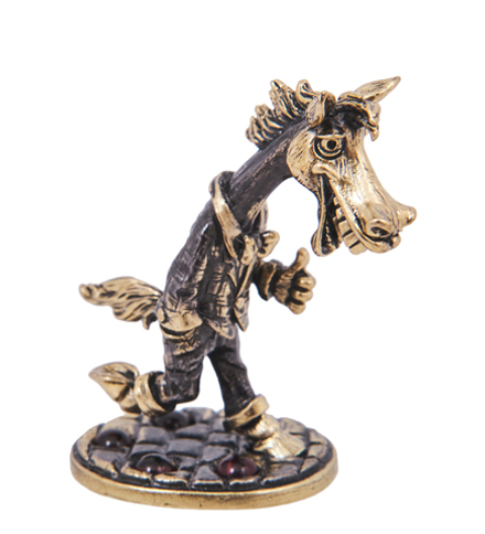 Народные промыслы AM-4190 Фигурка «Лошадь Фраерок» (латунь, янтарь)