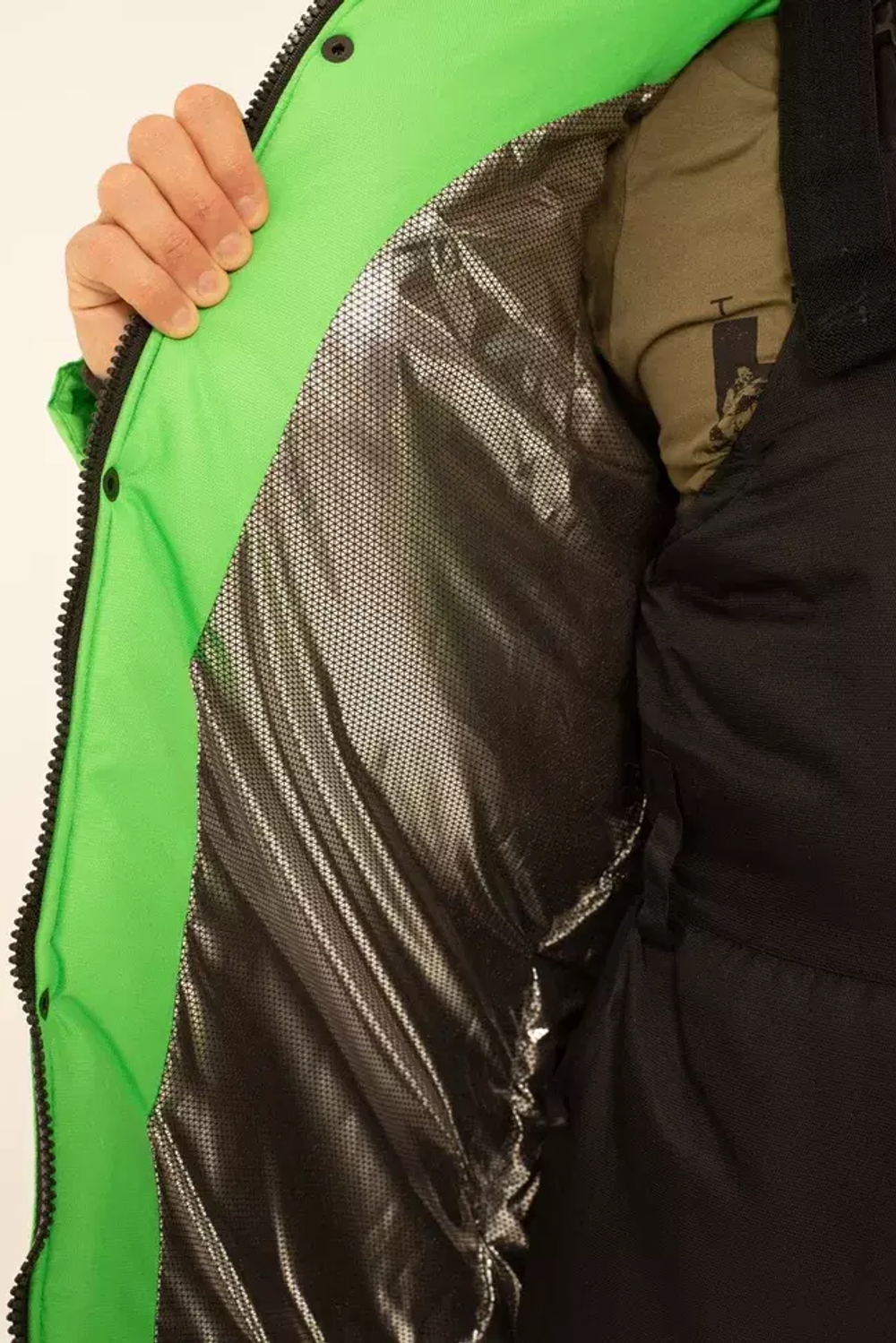 Зимний мужской костюм-поплавок ONERUS "Фишер -45" (Таслан) Зеленый/Черный