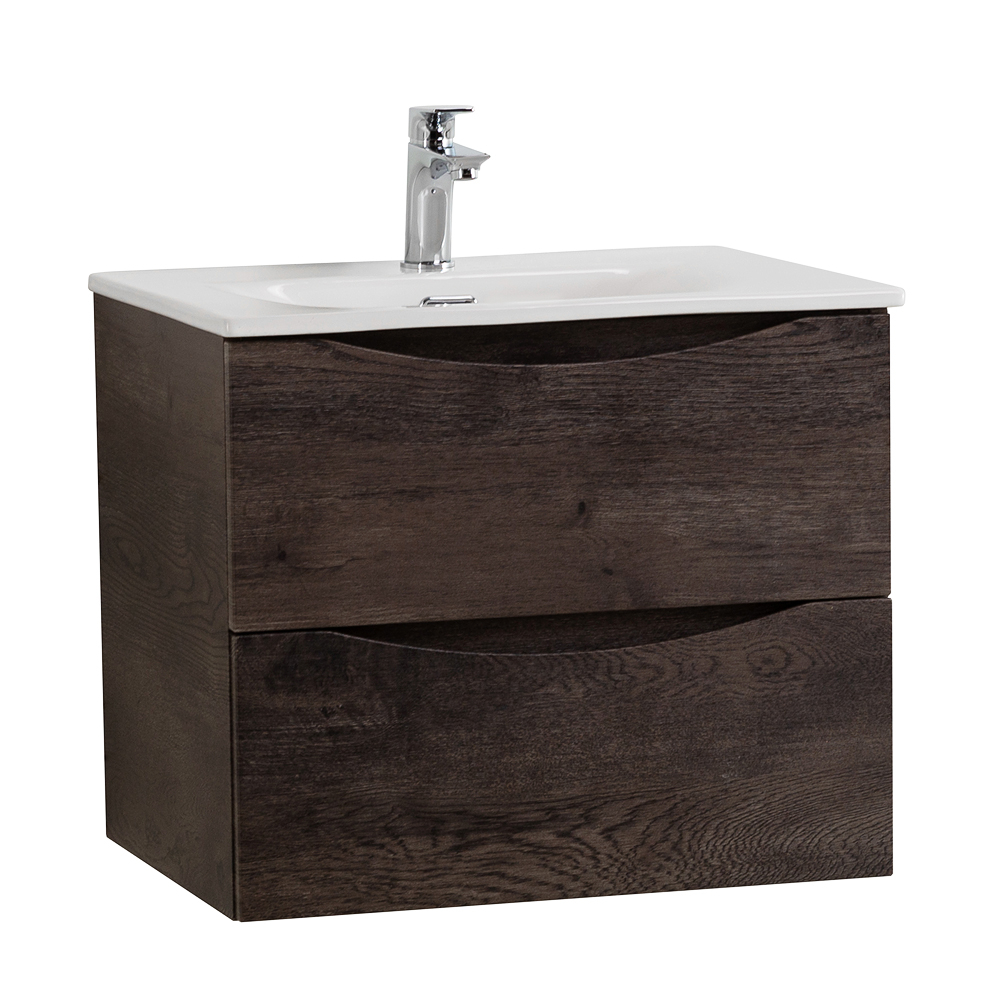 Тумба с раковиной подвесная BelBagno MARINO-CER-N-700-2C-SO-RNG-P Rovere Nature Grigio, раковина белая BB-8099-70