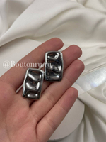 Серьги серебристые прямоугольные мятые