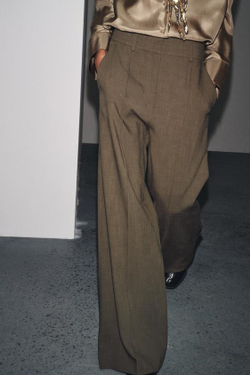 ZARA БРЮКИ В СТИЛЕ МИНИМАЛ — ZW COLLECTION, КОРИЧНЕВЫЙ