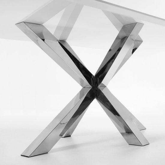 Лакированный стол Arya белый на хромированных ножках 200x100