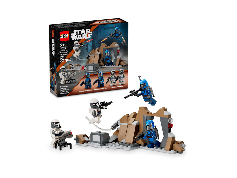 LEGO Star Wars 75373 «Боевой набор: засада на Мандалоре» — минифигурки и техника