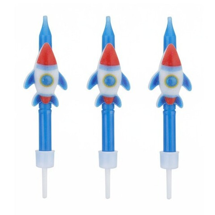 Свечи фигурные «Космические ракеты» 6 см, 6 шт