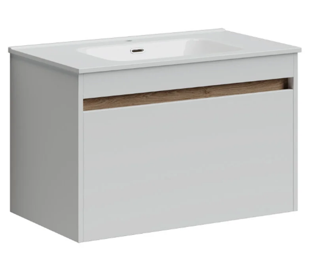 Тумба подвесная SANCOS Smart 790х450х500, c двумя ящиками оснащенными доводчиками, белый глянец , арт. SM80W