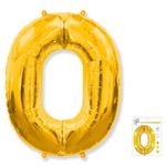 Шар (40"/102 см) Цифра, 0, Золото в упаковке / Zero