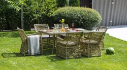 "Латте" обеденная группа плетеная, цвет соломенный