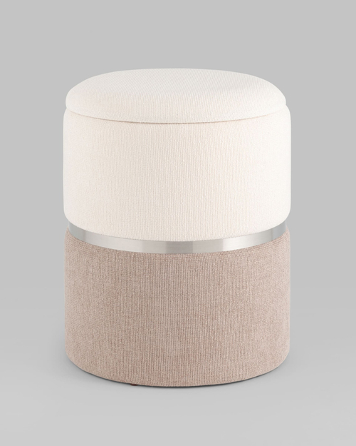 Пуф Кэрри с ящиком серебро шенилл серо-бежевый