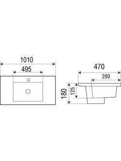 Раковина врезная (матовая черная) WeltWasser WW  DEILBACH 7506-100 MT- BL 1010х470х180