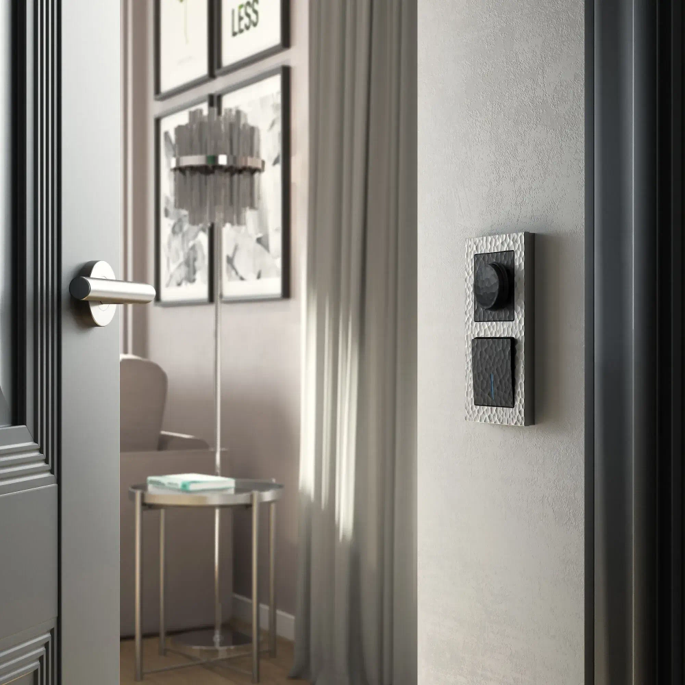 Выключатель одноклавишный проходной с подсветкой Hammer (черный) W1212108