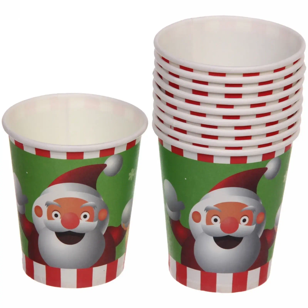 Стакан бумажный 0,2л в наборе 10 шт «Веселый Дед Мороз»
