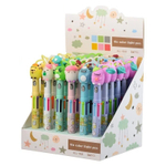 Ручка шариковая, автоматическая, 6в1, Basir, 6-ти цветная, серия "Зверюшки", с резиновой фигуркой и фонариком, 36 шт