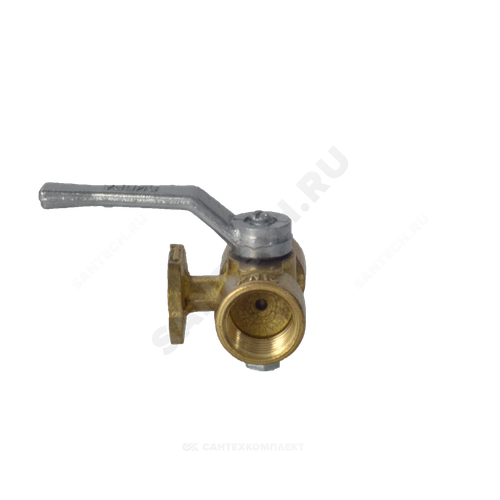 Кран для манометра 3-ходовой латунь 11б38бк/11б18бк Ду 15 Ру16 ВР G1/2"-М20х1,5 с рукояткой с фланцем ВИПРА КПТ 3.05.00-01А
