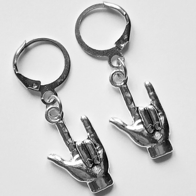 Серьги кольца "Рок" серебристые