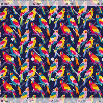 яркие попугаи на фиолетовом фоне by Nati_Cute_Art 682 DPI