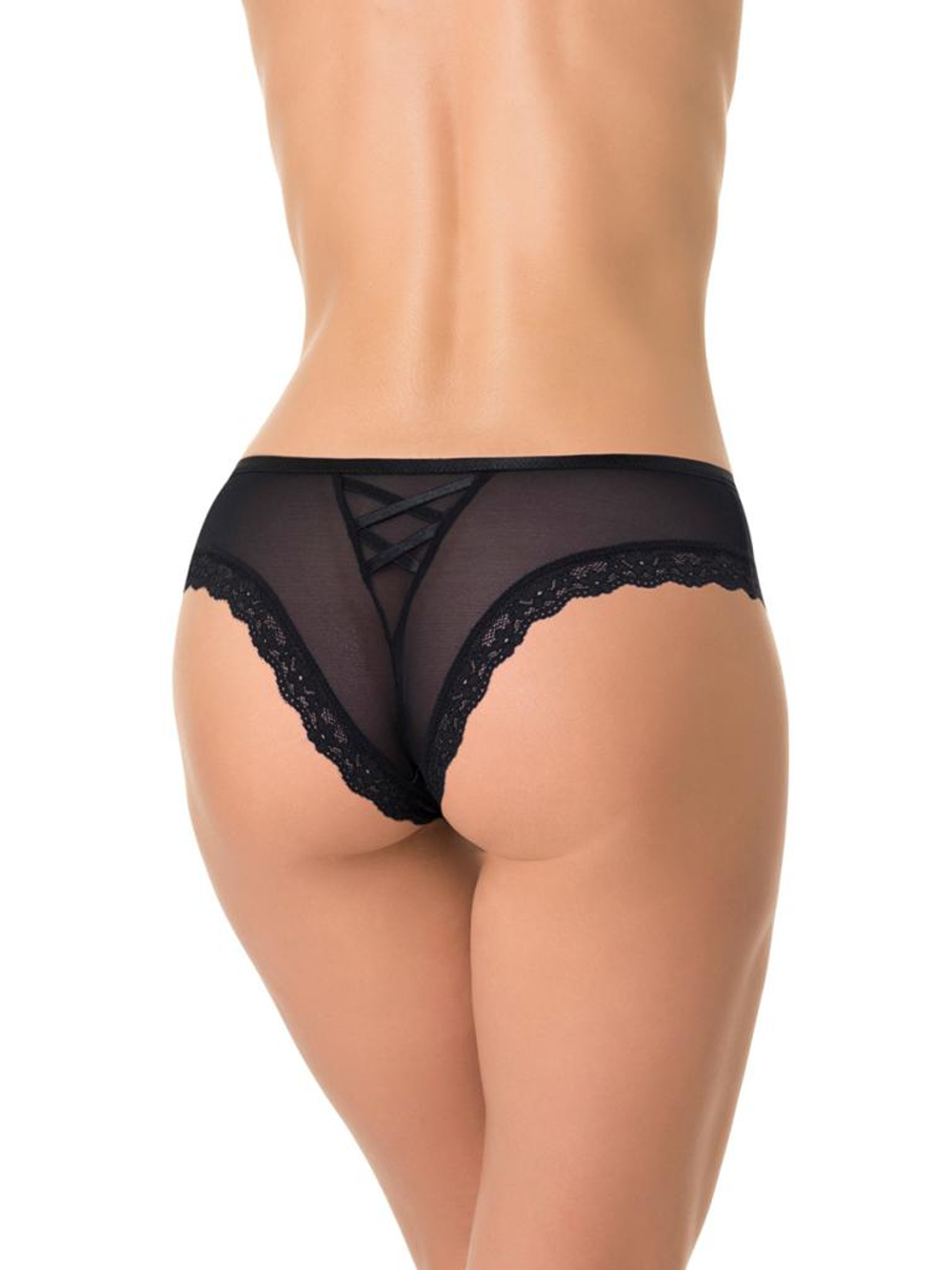 Трусы-бразилианы с имитацией шнуровки (Размер: L) (Цвет: молочный)