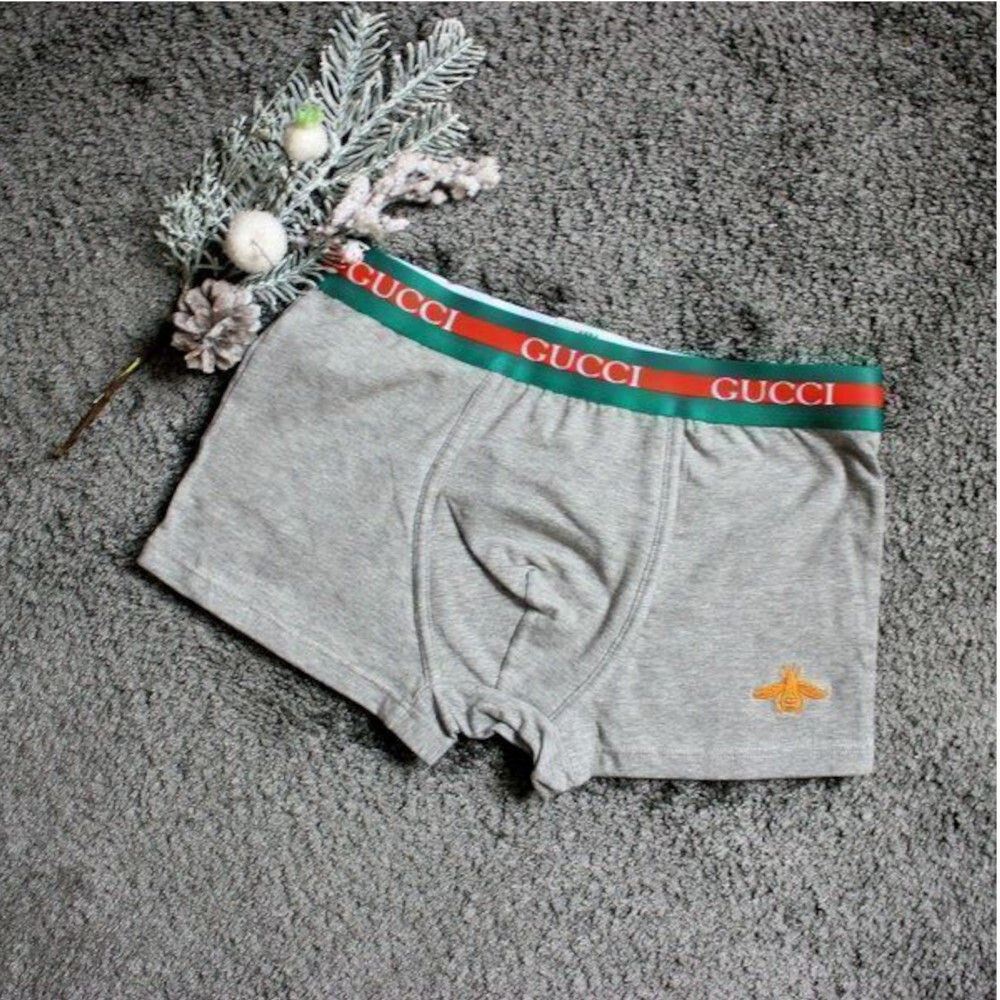 Мужские трусы боксеры серые Gucci Hip Boxer  GG