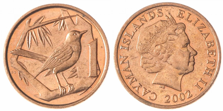 Каймановы острова 1 цент, 1999 - 2022 Дрозд XF