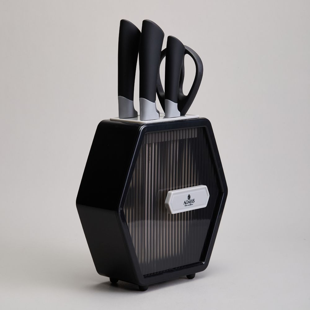 НАБОР НОЖЕЙ AGNESS НА ПЛАСТИКОВОЙ ПОДСТАВКЕ, 7 ПРЕДМЕТОВ