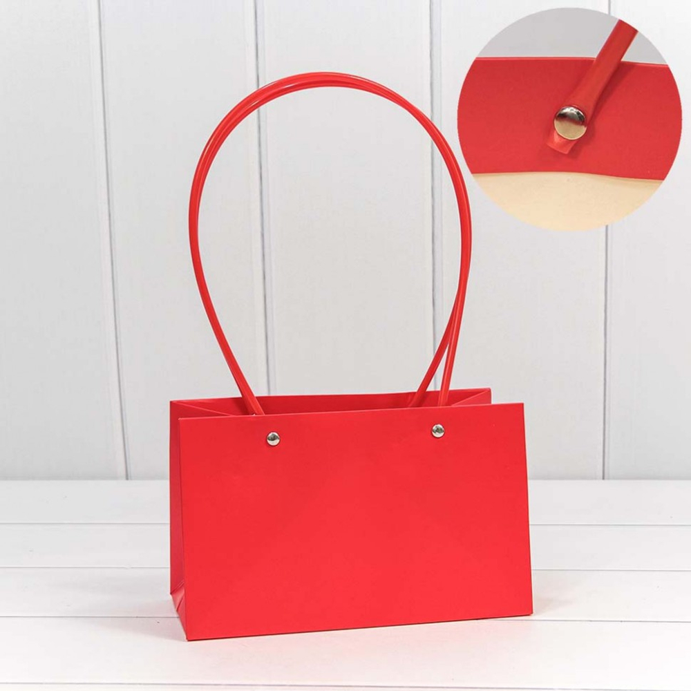 Пакет подарочный 22х13.5х11см Ваза для цветов (Красный)