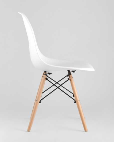 Eames Style DSW белый пластик, стальной каркас, натуральный массив бука
