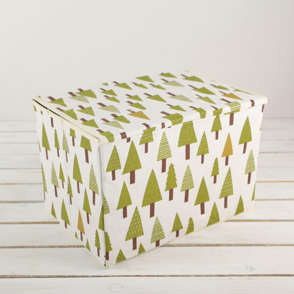 Короб для хранения с крышкой 37х26х24 см "Ёлки"