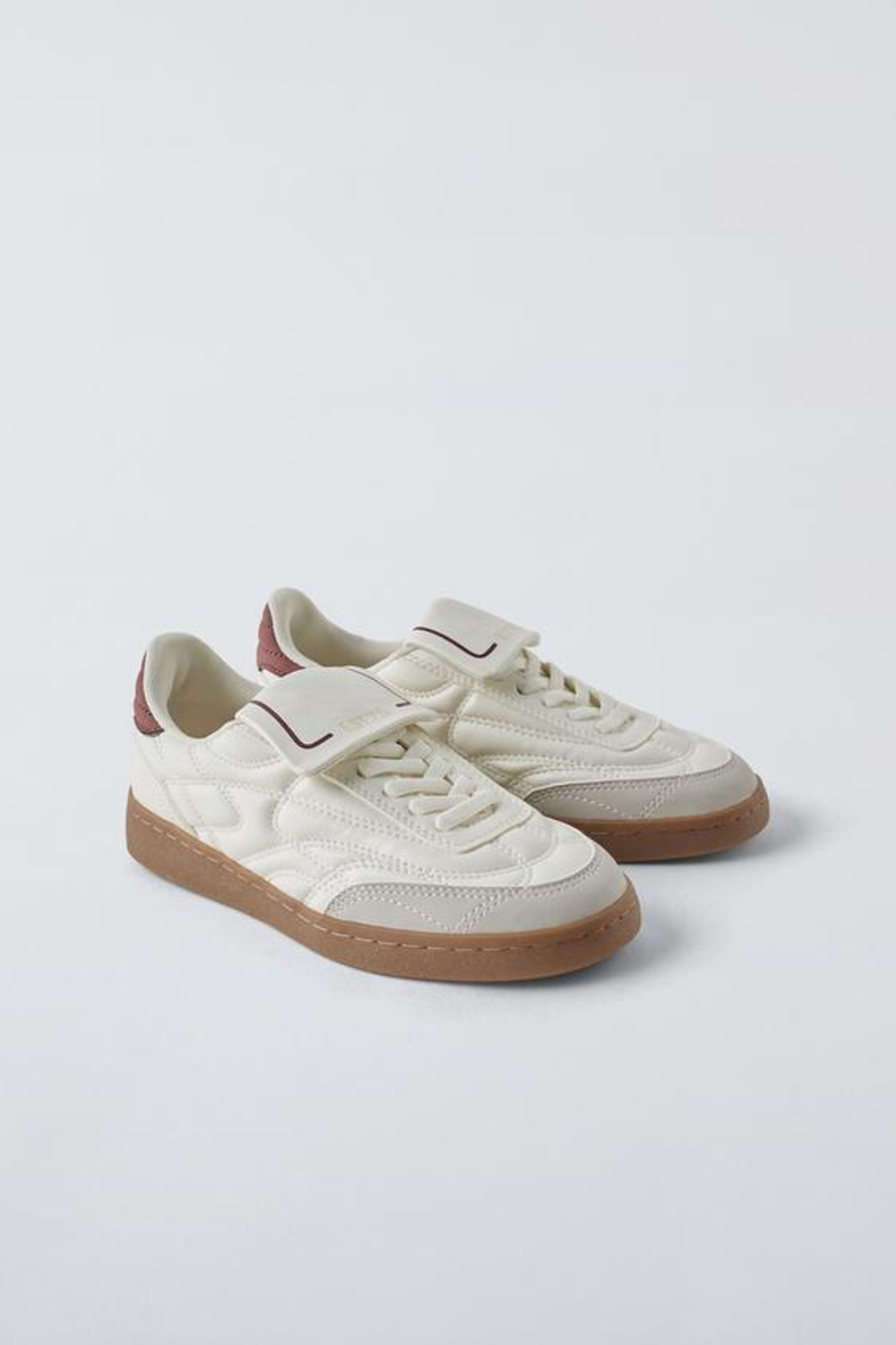 ZARA КРОССОВКИ С ЯЗЫЧКОМ, БЕЛЫЙ