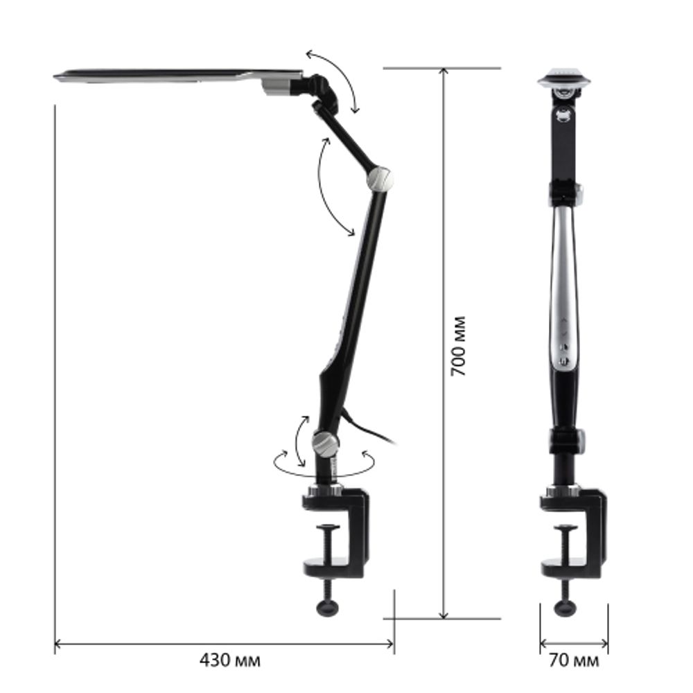 Настольный светильник ЭРА NLED-496-12W-BK светодиодный на струбцине черный