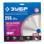 ЗУБР Мультирез 255 x 30мм 100Т, диск пильный по алюминию 36907-255-30-100_z01