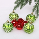 Новогодние шары 6/4 см (набор 8 шт) «Яркий восторг», Светло зеленый, красный