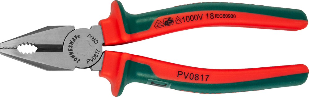 PV0817 Пассатижи диэлектрические с двухкомпонентными рукоятками, 180 мм