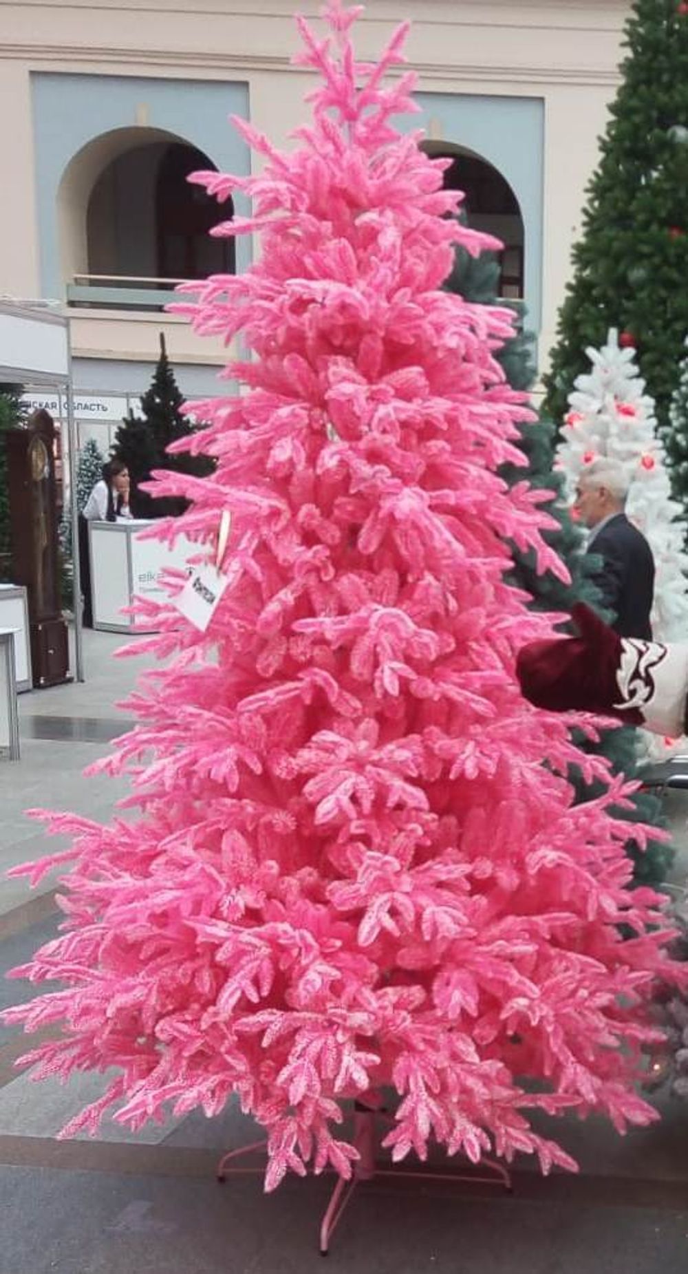 Заснеженная розовая елка «Фэнтези» (Литая хвоя) 120 см / 1,2 м