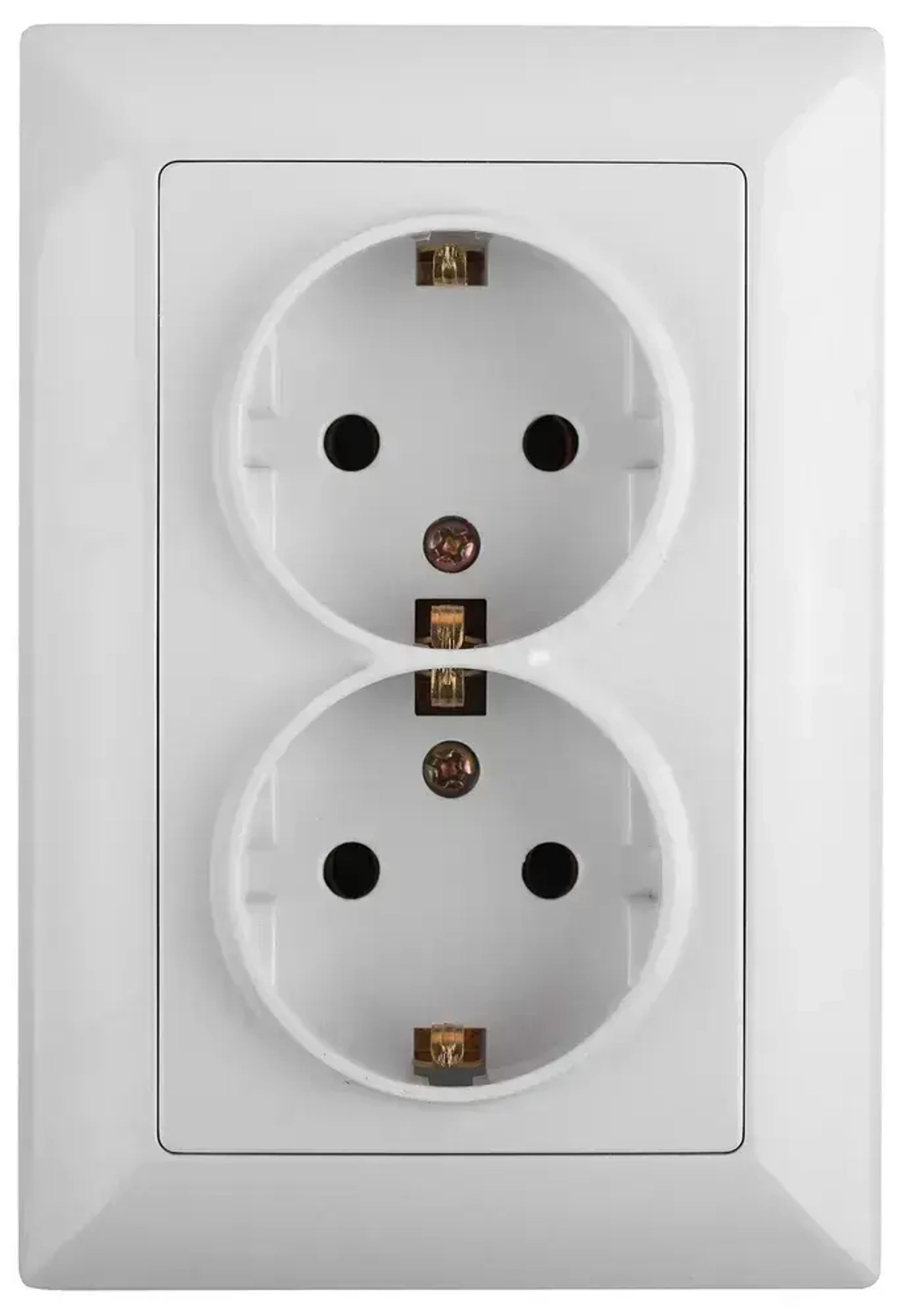 Розетка Intro Solo 4-205-01 с заземлением двойная 2X2P+E Schuko 16А-250В IP20 скрытой установки белая