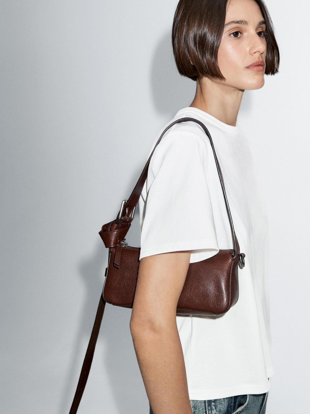 Massimo Dutti Футболка из смесового хлопка, белый