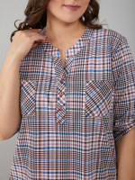 Блузка БЛ-131/коричнево-розоваяклетка