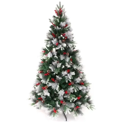 Елка «Грация» 180 см, ПВХ, леска, резина с белым напылением (шишки и ягоды), 842 ветки