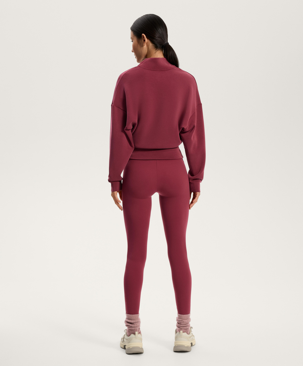 Oysho Толстовка с воротником-стойкой из мягкого модала, сливовый