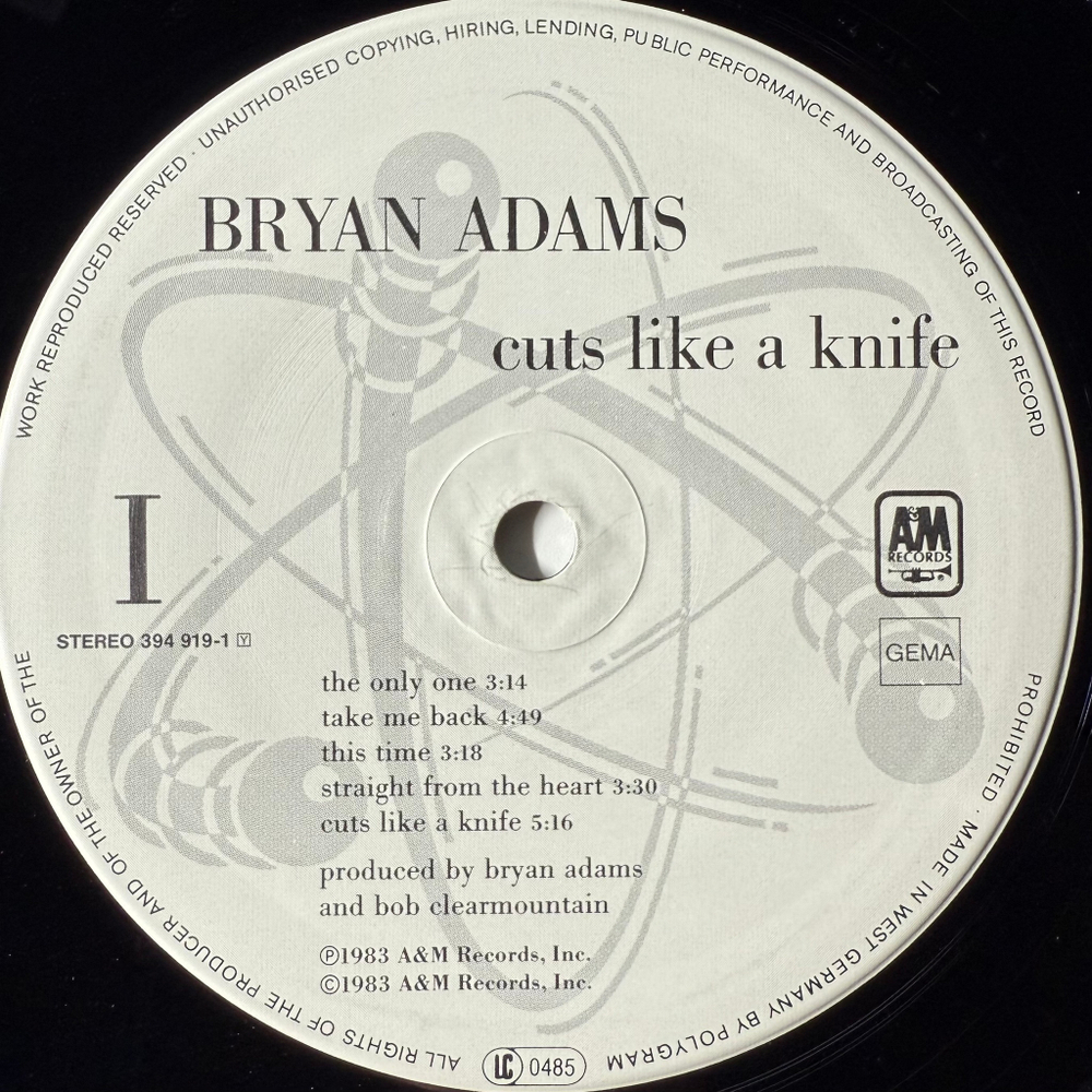Bryan Adams ‎– Cuts Like A Knife (Германия 1985г.)