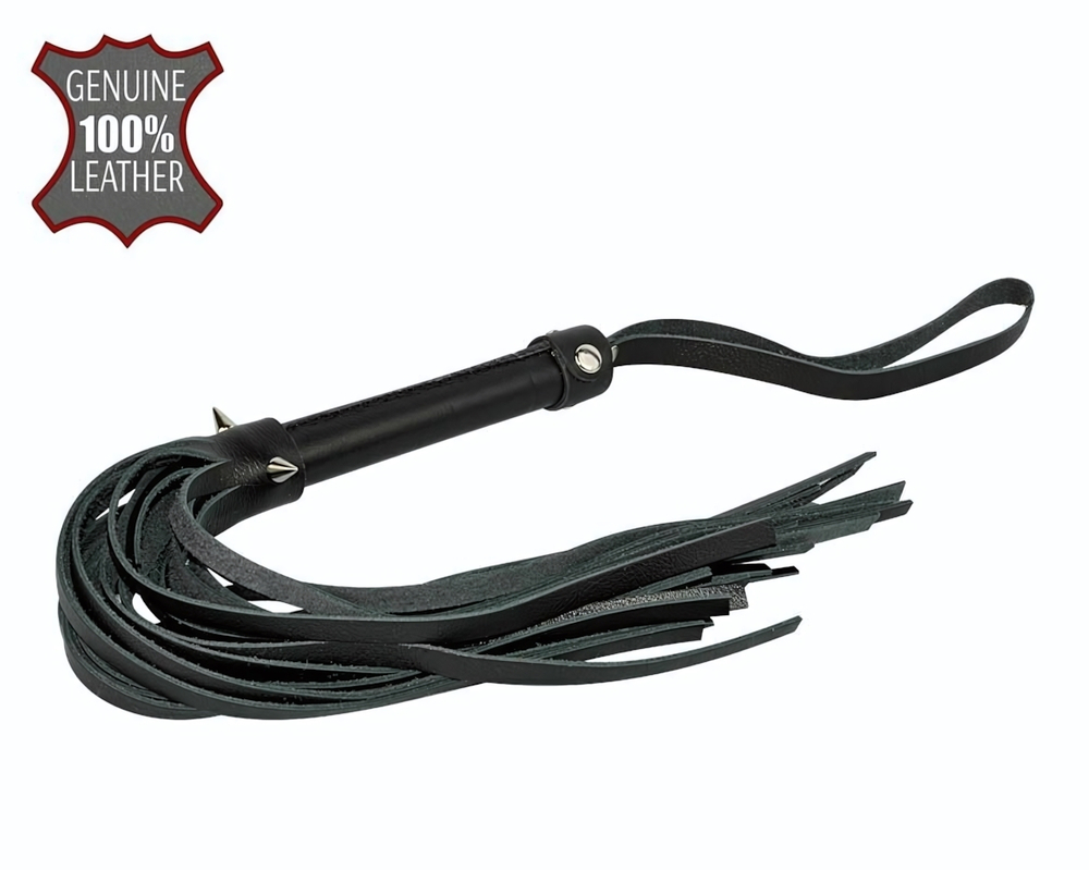 Черная многохвостовая плеть с шипами - 40 см. (Цвет: черный)