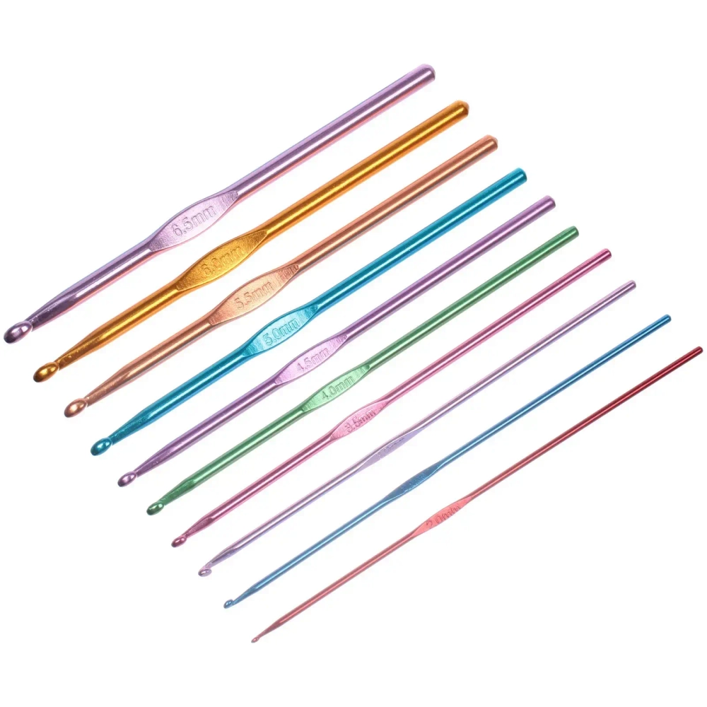 Крючки вязальные металлически в футляре 22шт «Favorite Hous», цвет как на фото, от 0,65мм до 6,5мм 22шт (футляр фиолетового цвета)