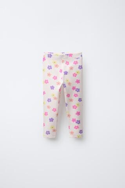 ZARA ЛЕГИНСЫ В РУБЧИК С ПРИНТОМ, ЦВЕТ МАЛЬВЫ